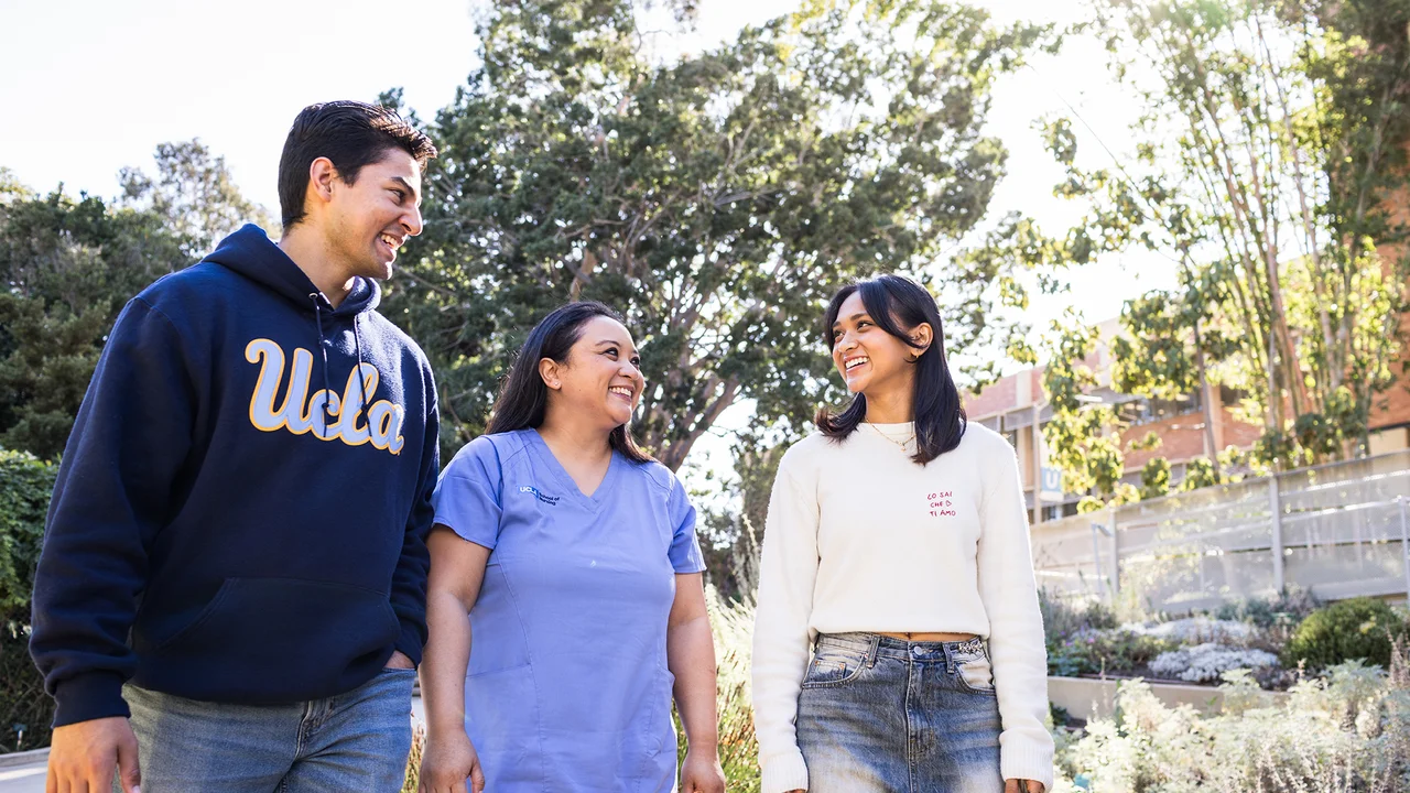 Nursing students in the UCLA Botanical Garden.