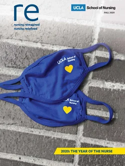 Fall 2020 UCLA Nursing magazine cover depicting UCLA Nursing masks