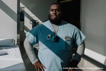 Patrick Hill in a hospital room