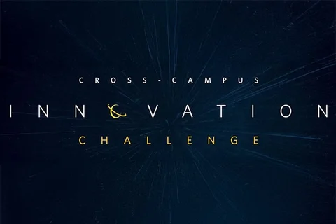 Cross-campus innovation challenge logo on a blue background