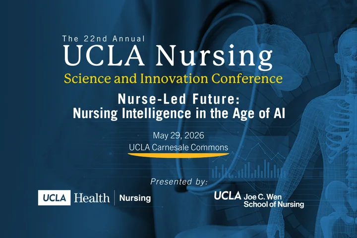 The logo for the 22nd annual UCLA Nursing Science & Innovation Conferece, Nurse-Led Future: Nursing Intelligence in the Age of AI on May 29, 2026.