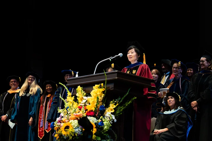 Dean Zhan at the 2026 commencement.