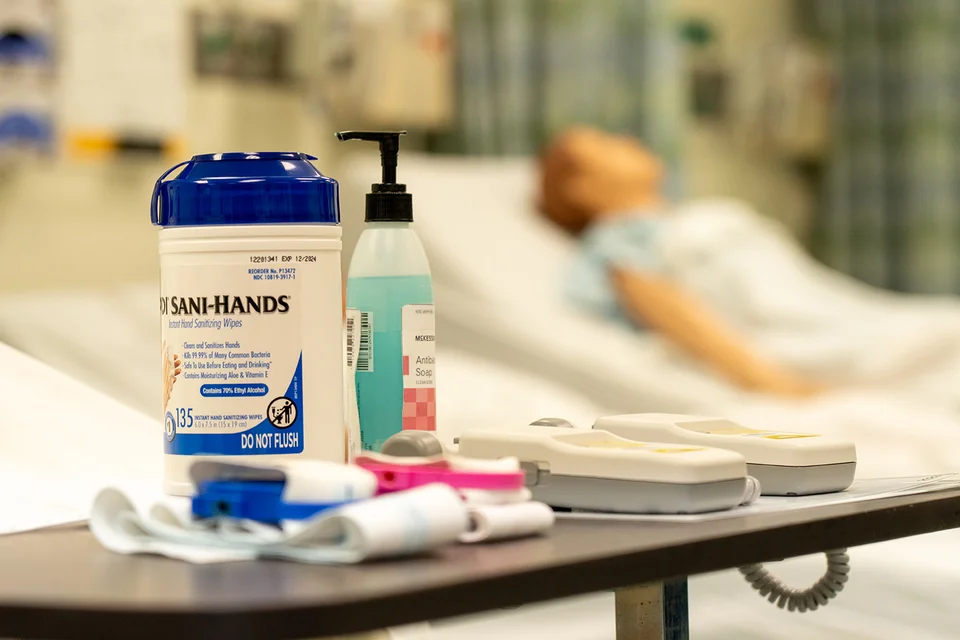 Lab supplies on a counter