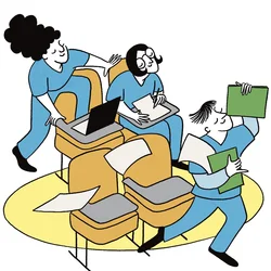 An illustration of nursing students in the classroom