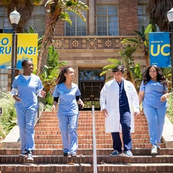 Nursing students walking on the UCLA campus