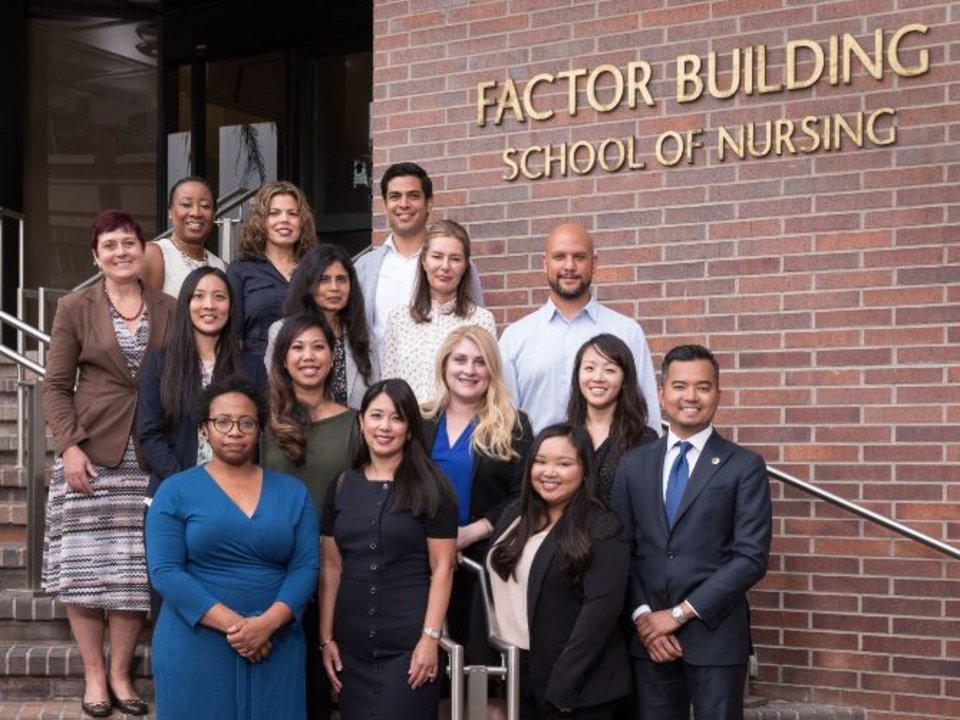 Inaugural DNP Cohort (Class of 2020) standing outside of the UCLA School of Nursing